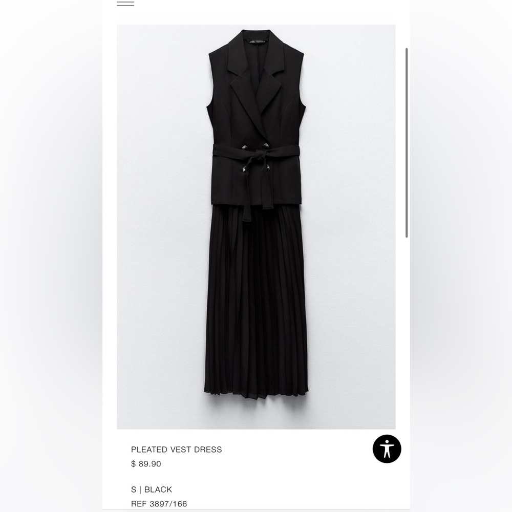 Zara Black Pleated Vest Dress